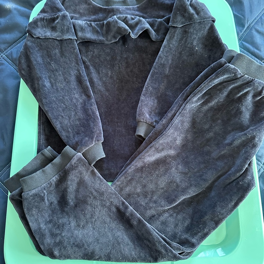 Ruffle Butts Cozy Gray Velour Lounge Set